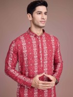 Light Maroon Rayon Readymade Kurta